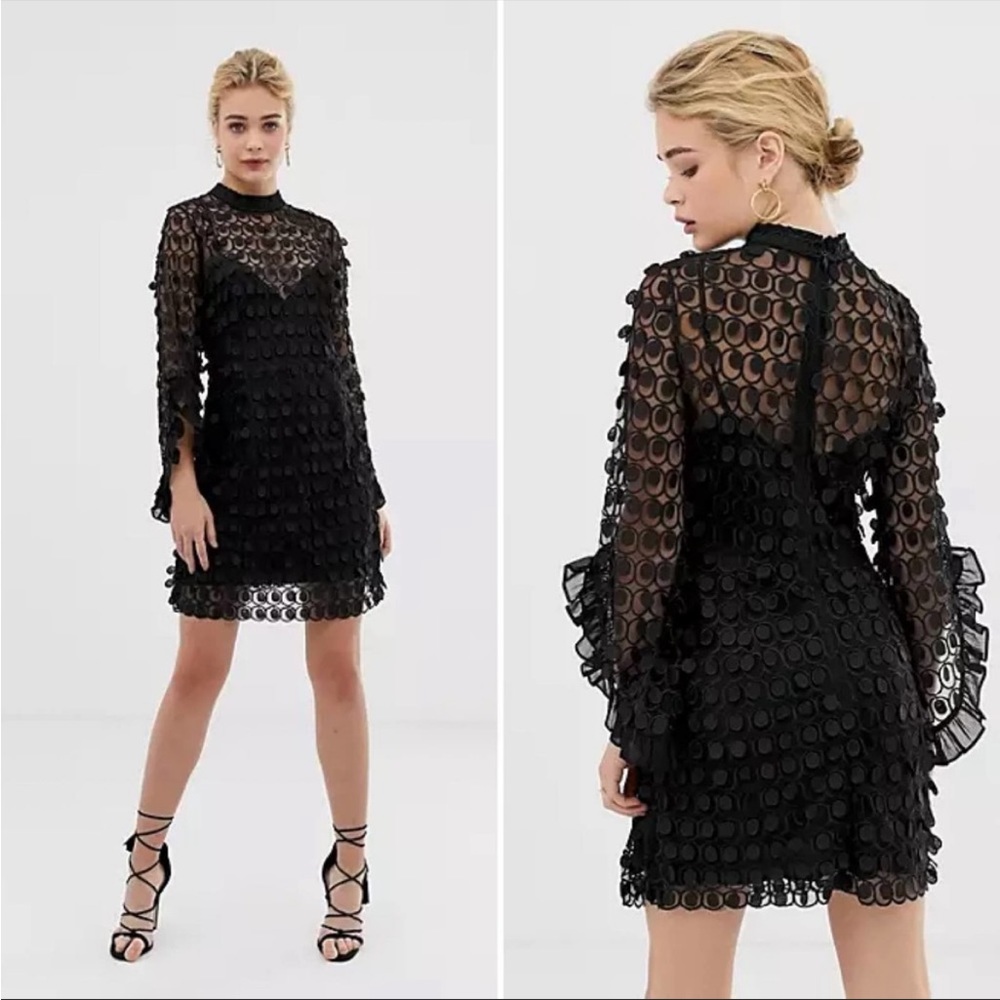 La Maison Talulah "Mellifluous" cocktail dress in 3-D
circle-embroidery. Sz L